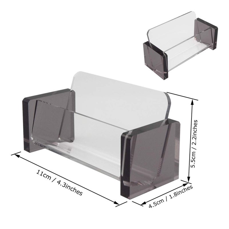 enyuwlcm Acrylic Desktop Business Card Holder Display for Desk Elegant Business Card Stand for Office Grey/Clear with One Non-Slip Mat (Sticky) - Image 2